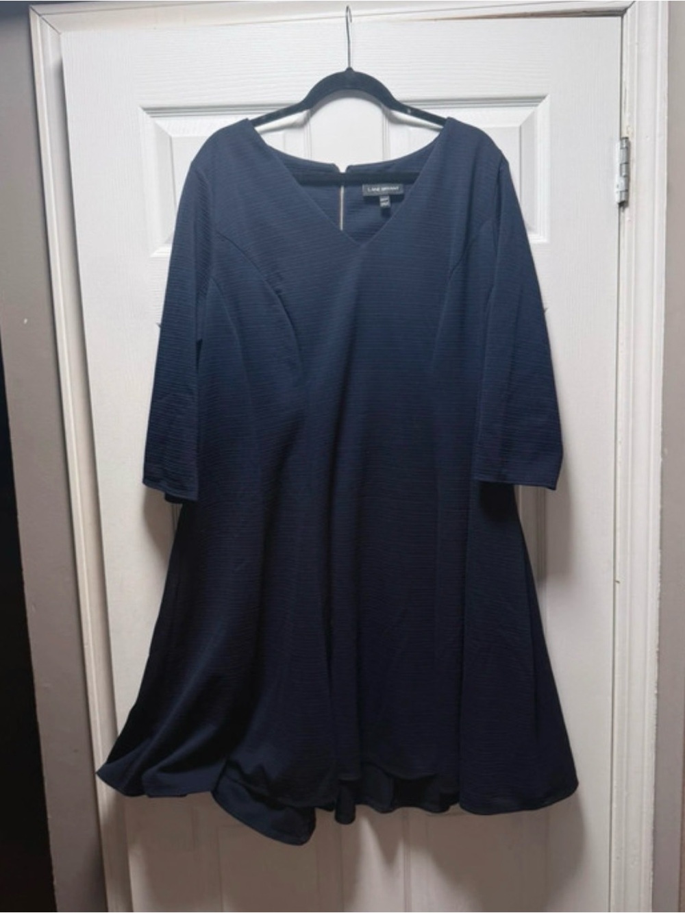 Lane Bryant navy blue A-line dress with 3/4 sleeves and V-neckline - size 22/24